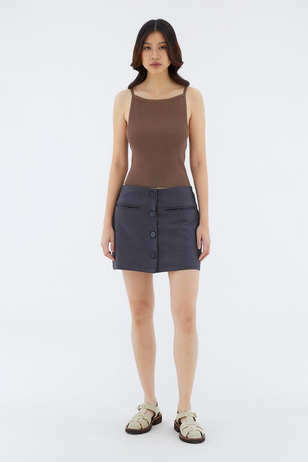 Felane Low-Rise Buttoned Mini Skirt - Image 1