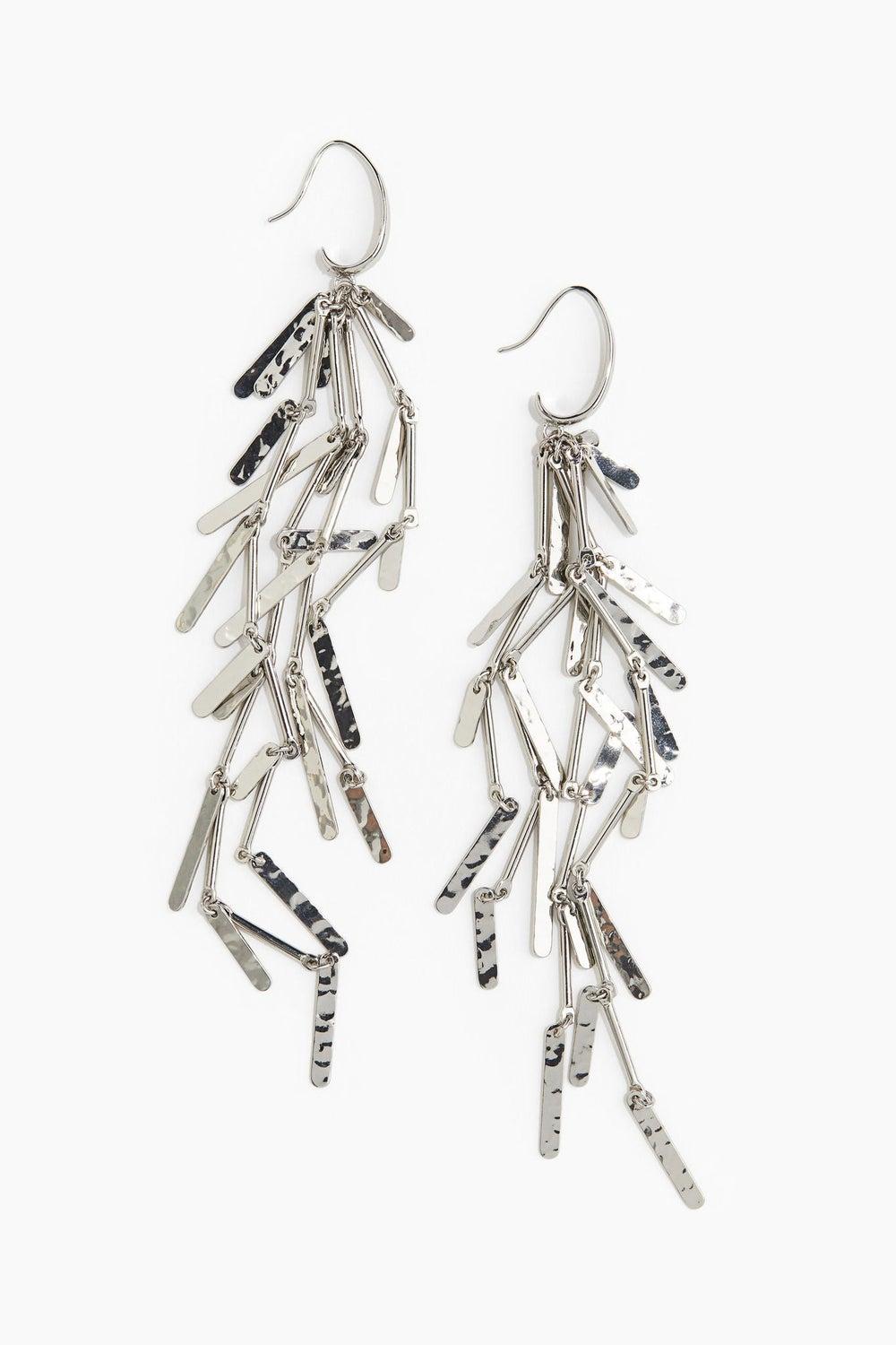 Long Dangle Earrings with Hammered Metal Strands - Image 1