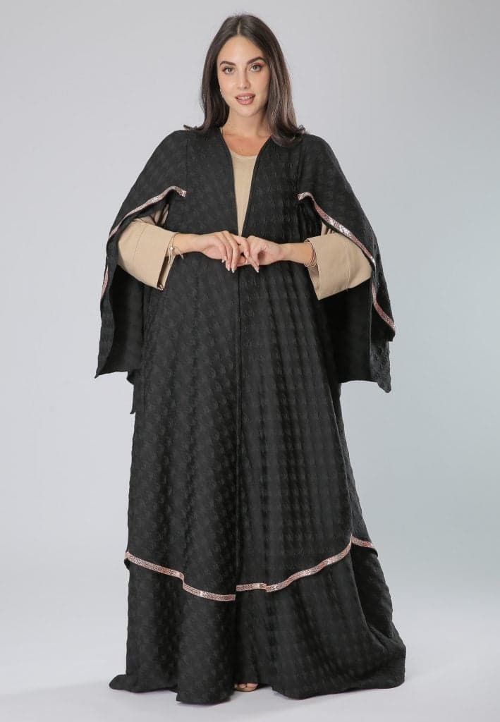 Red Festive Batwing Sleeve Flared Abaya - Image 1