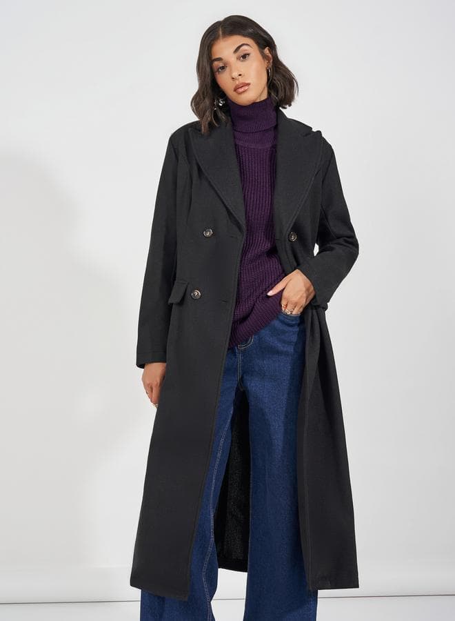 Double-Breasted Wool-Blend Midi Coat 7009289301 Black - Image 1