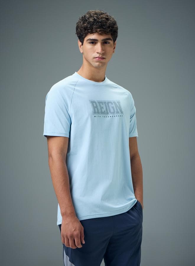 Technosport Blue Graphic Slim Fit T-Shirt - Image 1
