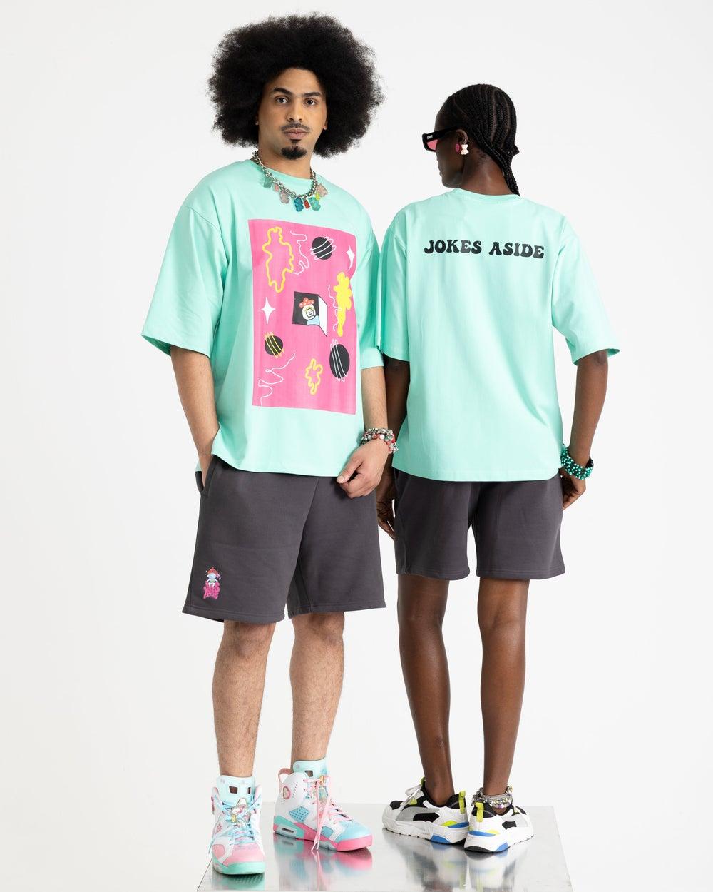 Pink Waves Oversized Ice Green T-Shirt - Image 1