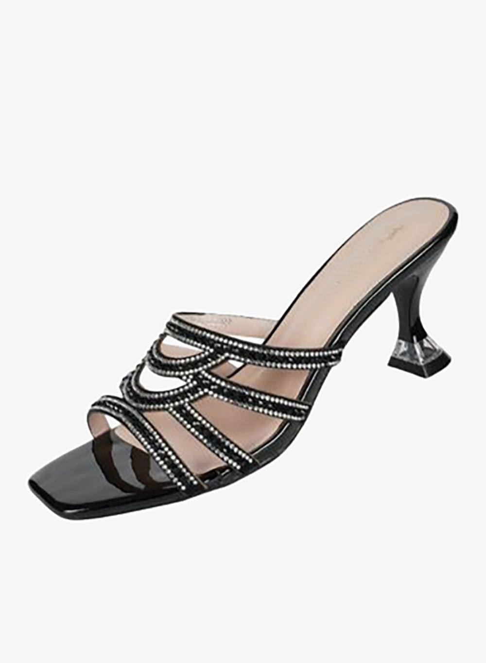 Zayna 15C8618-624 Black Kitten Heel Sandals - Image 1