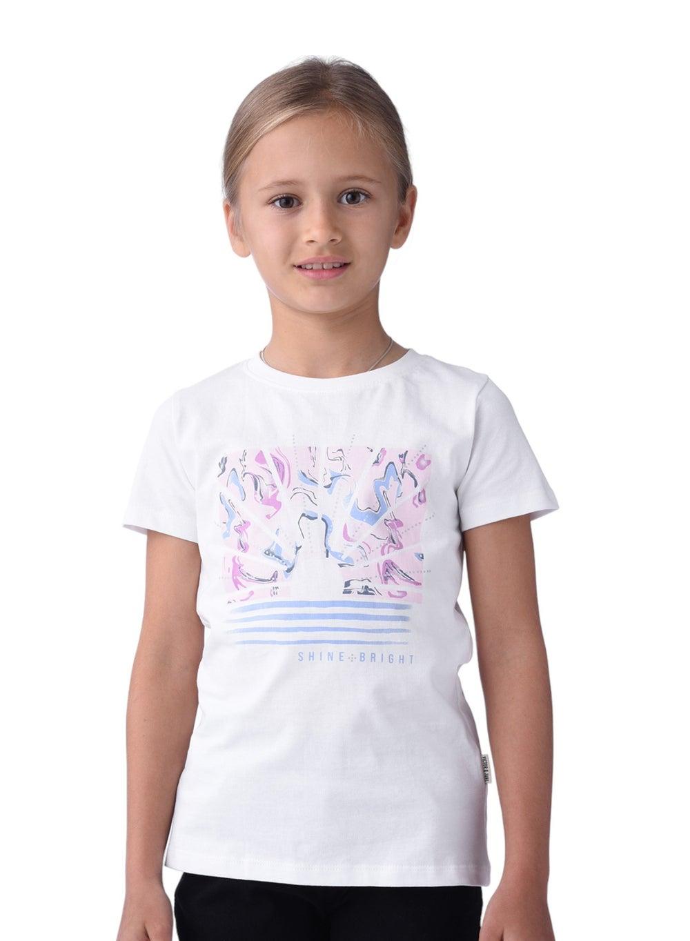 Victor & Jane Offwhite Girls Graphic Cotton T-Shirt - Image 1