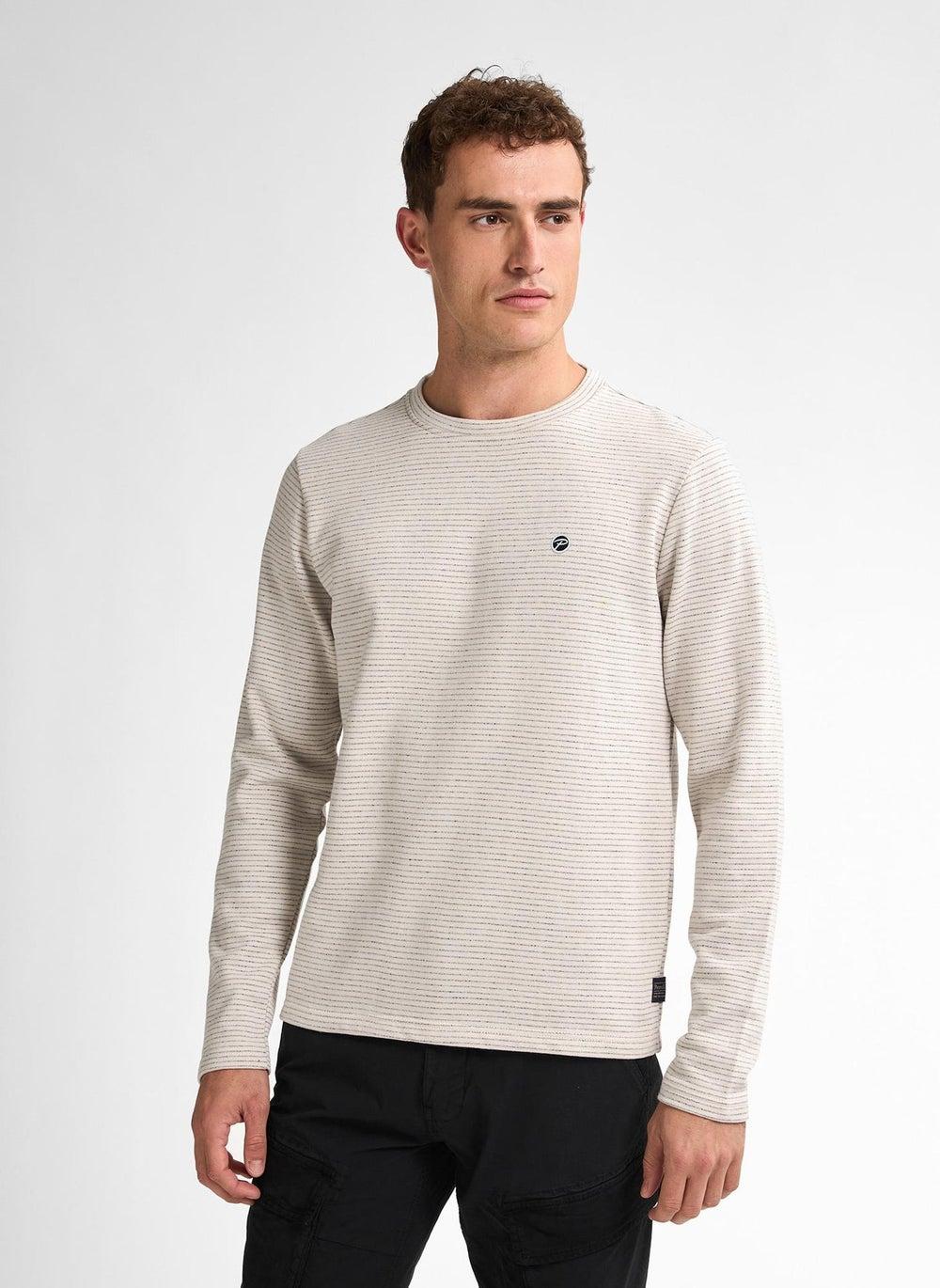 Striped Organic Cotton Men’s Sweater 0112-Seashell - Image 1