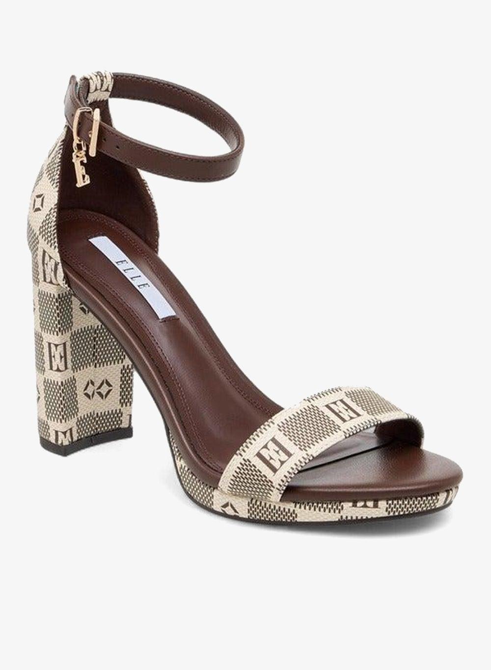 ELLE Damier Match Back Block Heel Sandals - Image 1