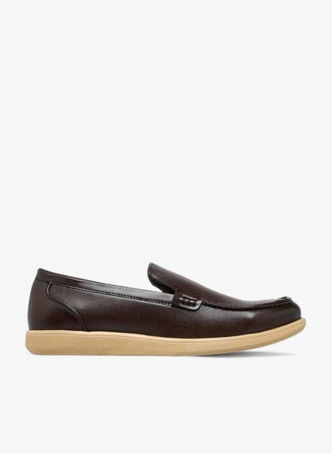 Vortexslipon Textured Brown Slip-On Loafers - Image 1