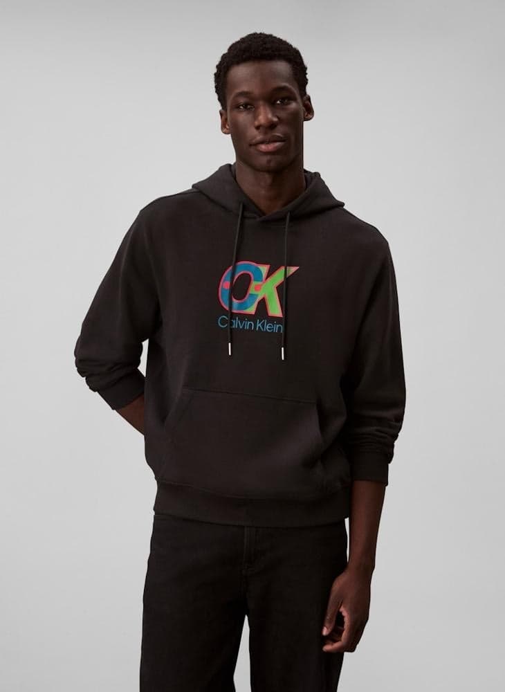 Calvin Klein LV04Ld240Gub1 Black Logo Hooded Sweatshirt - Image 1