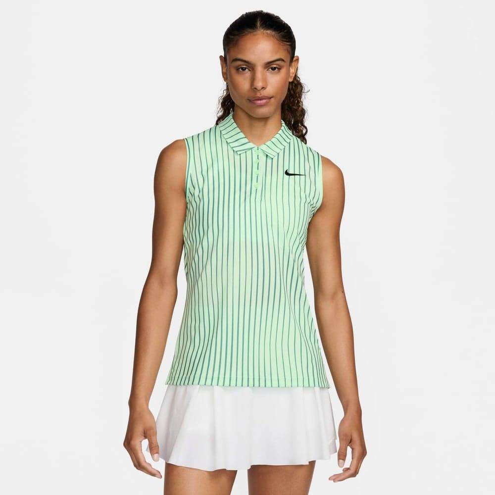 Women’s Victory Dri-FIT Golf Polo – Striped Performance Green - Image 1