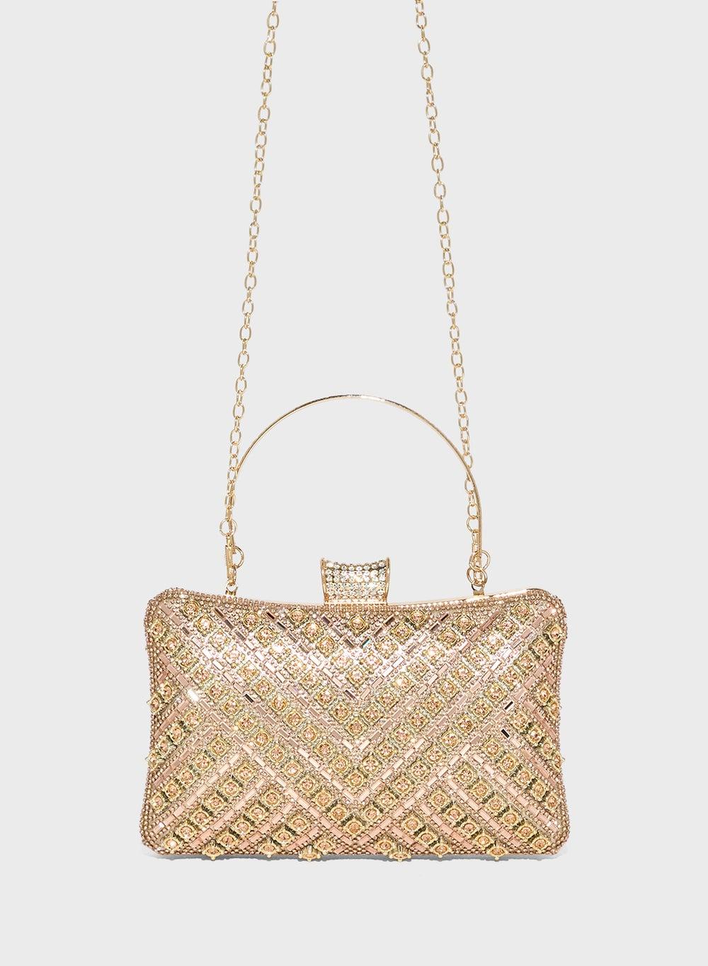 Gold Embellished Clutch Bag 88195 - Image 1