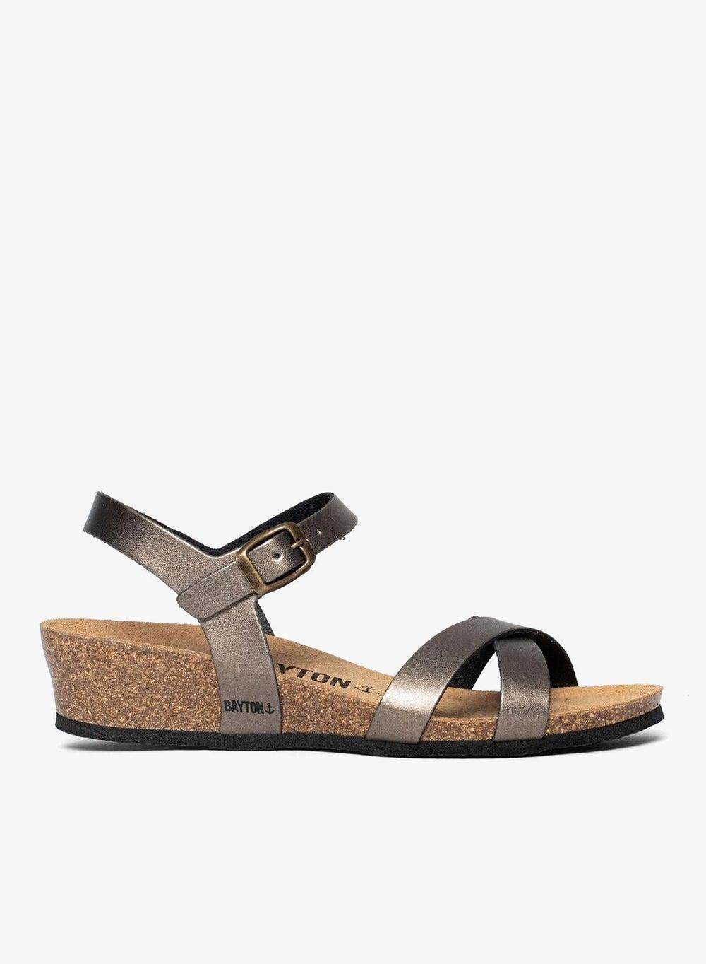 Canberra Strappy Mid Heel Cork Wedges - Image 1
