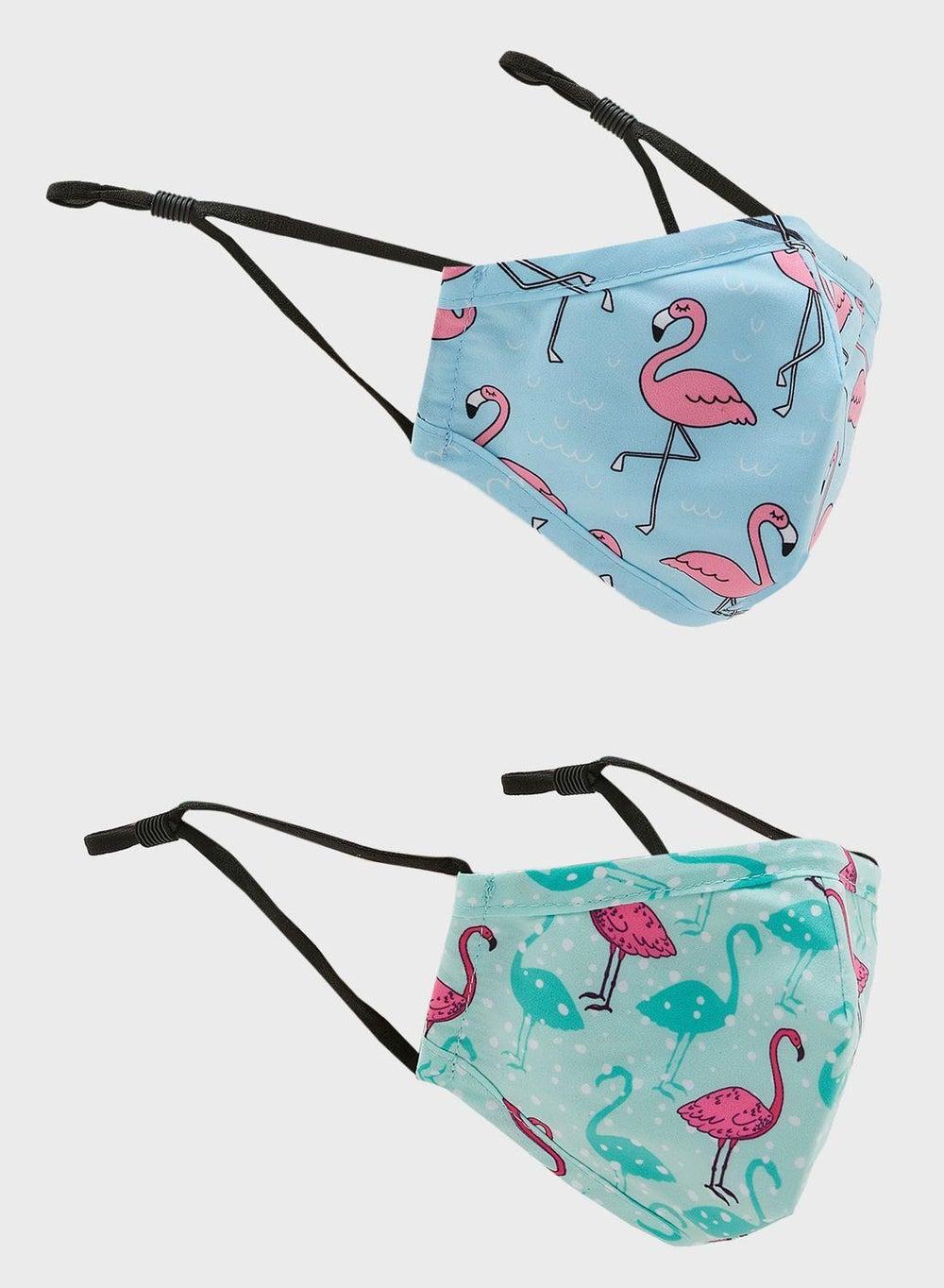 Kids Flamingo Print Cotton Mask 2-Pack - Image 1
