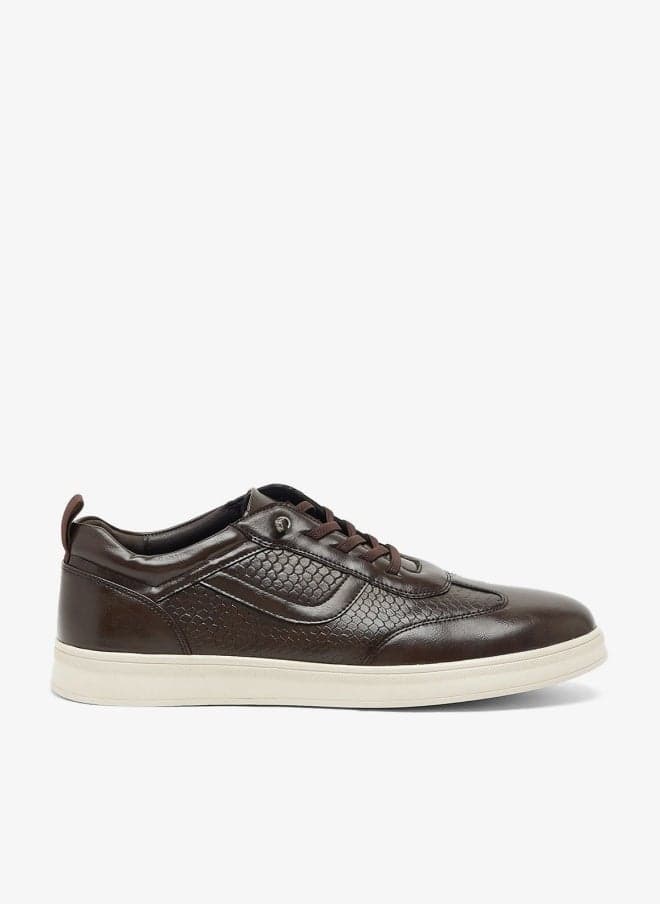 D6156 Coffee Casual Lace-Up Low-Top Sneakers - Image 1