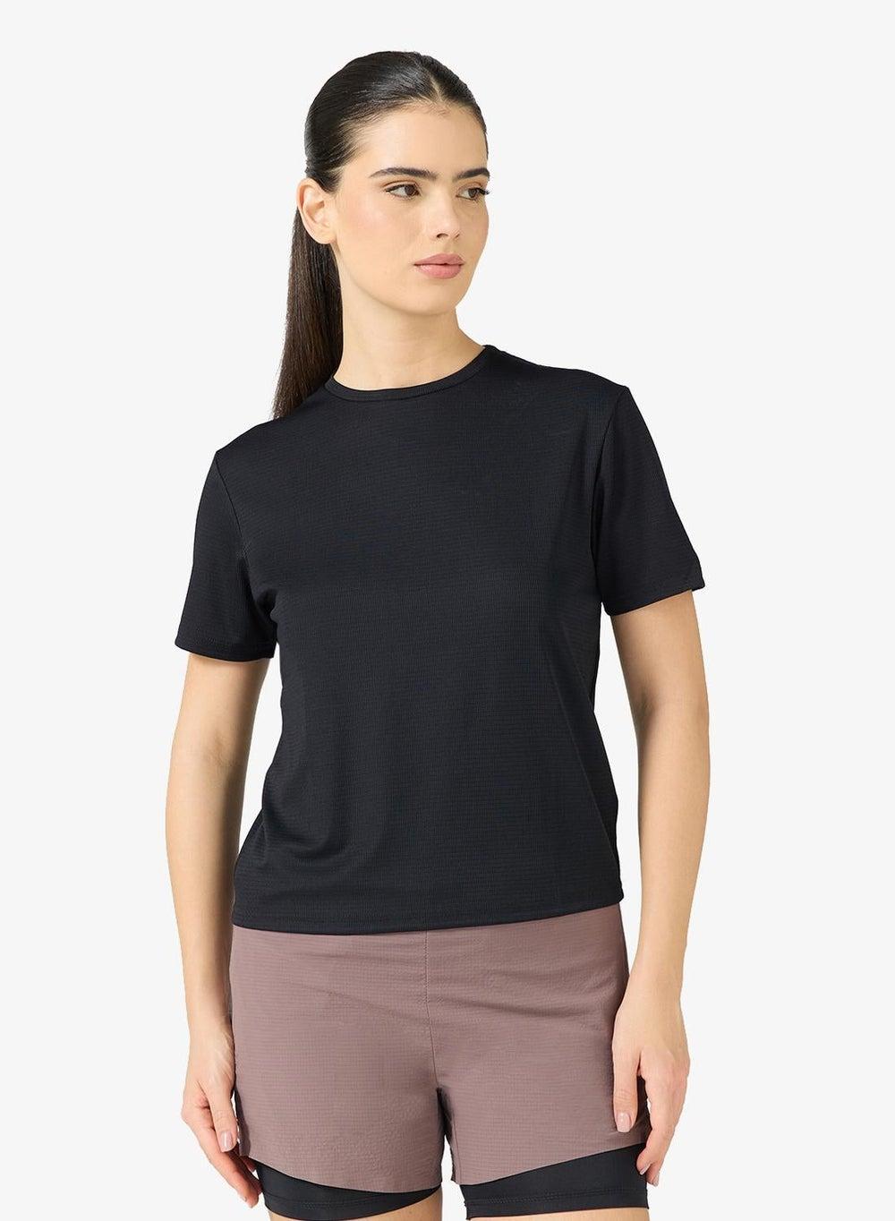 Women’s Waffle Texture T-Shirt Ps25Wat04A Black - Image 1