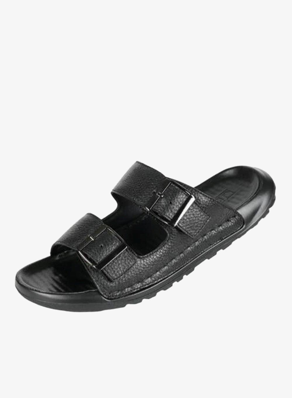 008-3632 Barjeel Uno Leather Sandals 23218-2 Black - Image 1