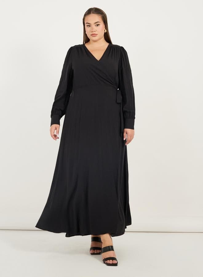 Styli Plus Size Wrap Front Maxi Dress 7011334501 - Image 1
