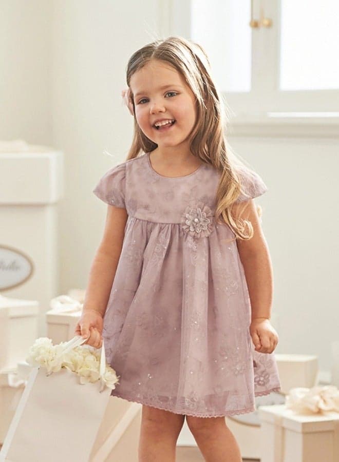 Blossom Lace Dress in Dusty Pink Midi Elegance - Image 1