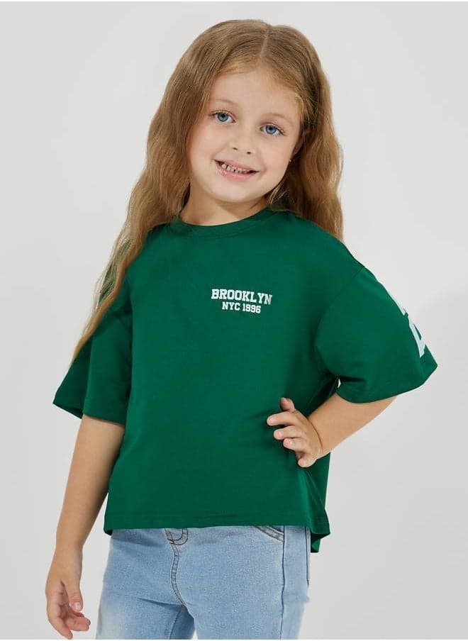 Brooklyn Graphic Boxy Crop T-Shirt 2111387013 Green - Image 1