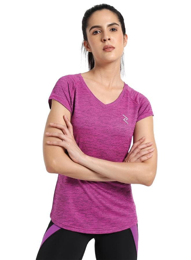 Women’s V-Neck Raglan Sports Tee Royal Orchid Heather - Image 1