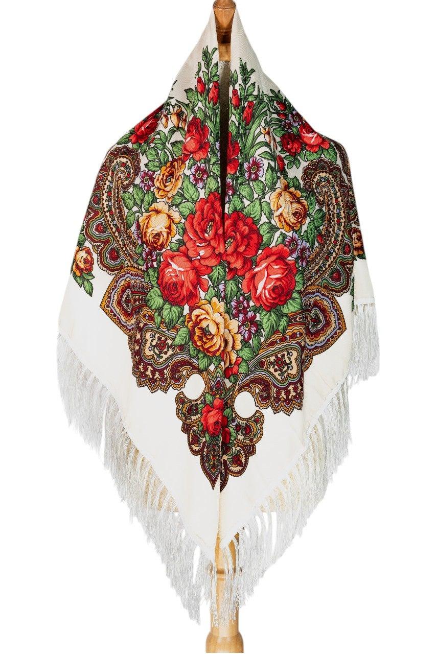 Klara Cotton Tassel Shawl – Eastern European Elegance - Image 1