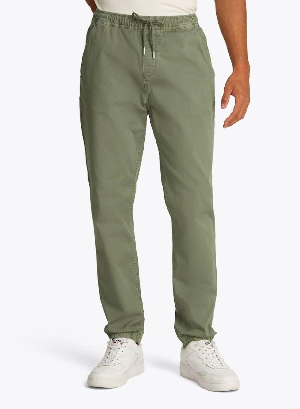Austin Stretch Cotton Joggers – Olive Straight Fit - Image 1