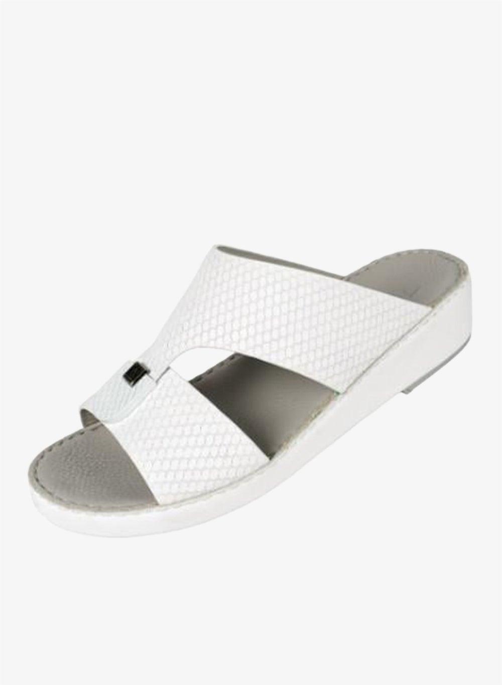 Barjeel 008-3519 White Leather Arabic Sandals - Image 1