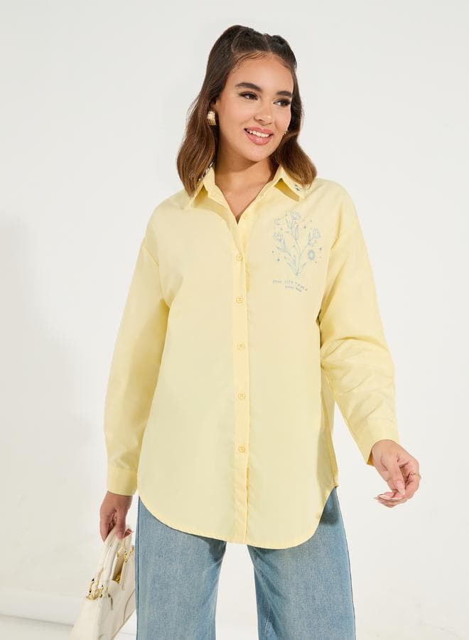Styli Oversized Embroidery Button-Down Shirt 7008983303 - Image 1
