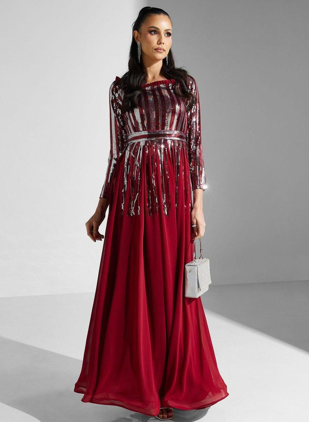 Bardot Sequin Detail Maxi Evening Dress - Image 1