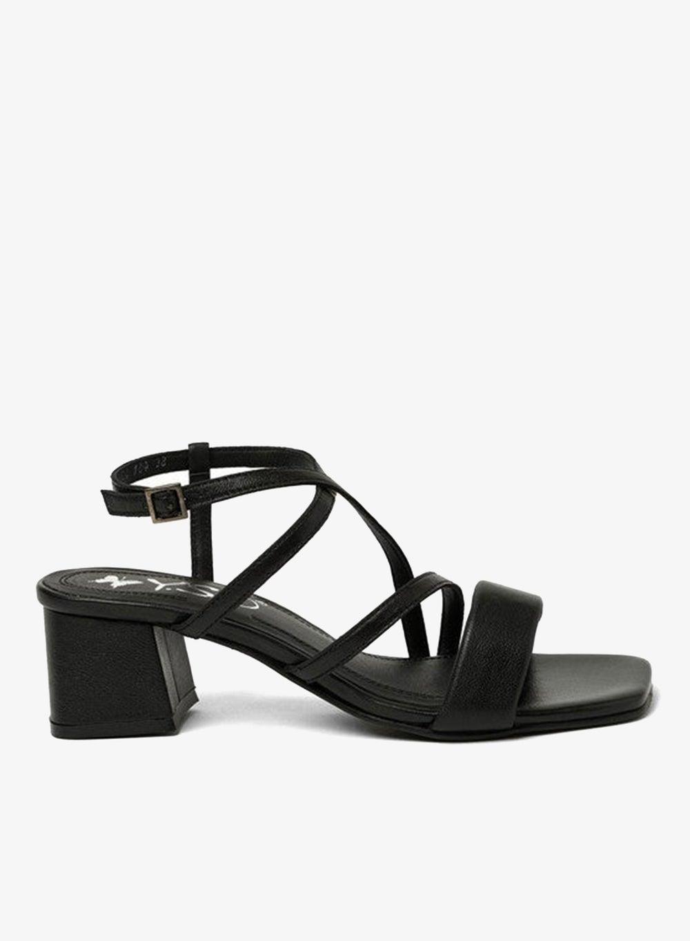 Black Mid Heel Sandals for Women – Elegant Comfort Fit - Image 1
