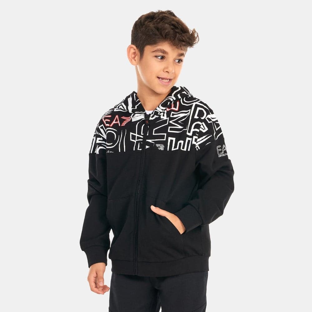 Kids Logo Series Full-Zip Cotton Hoodie Black - Image 1