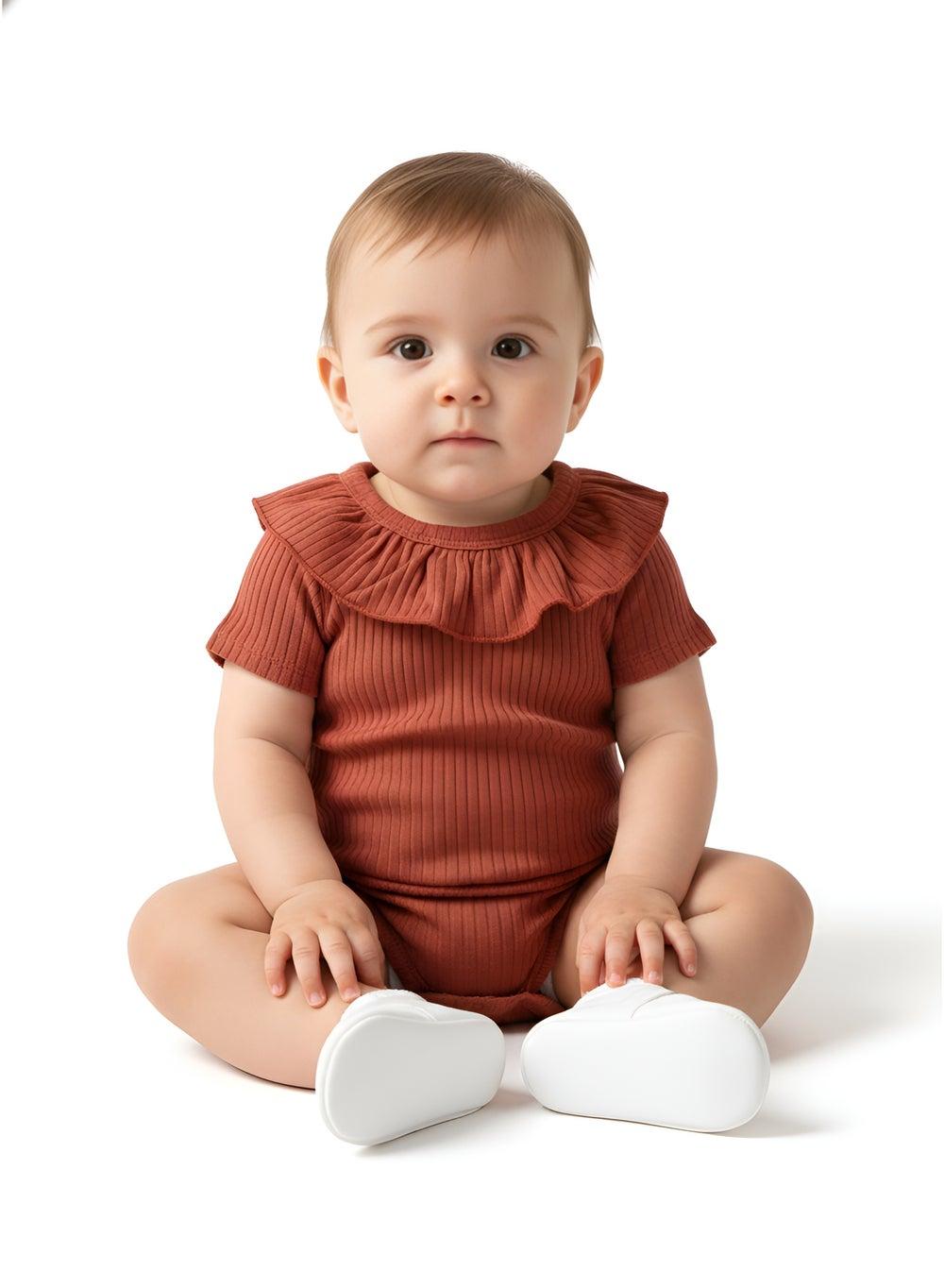 Bambimici Dark Orange Cotton Baby Bodysuit - Image 1