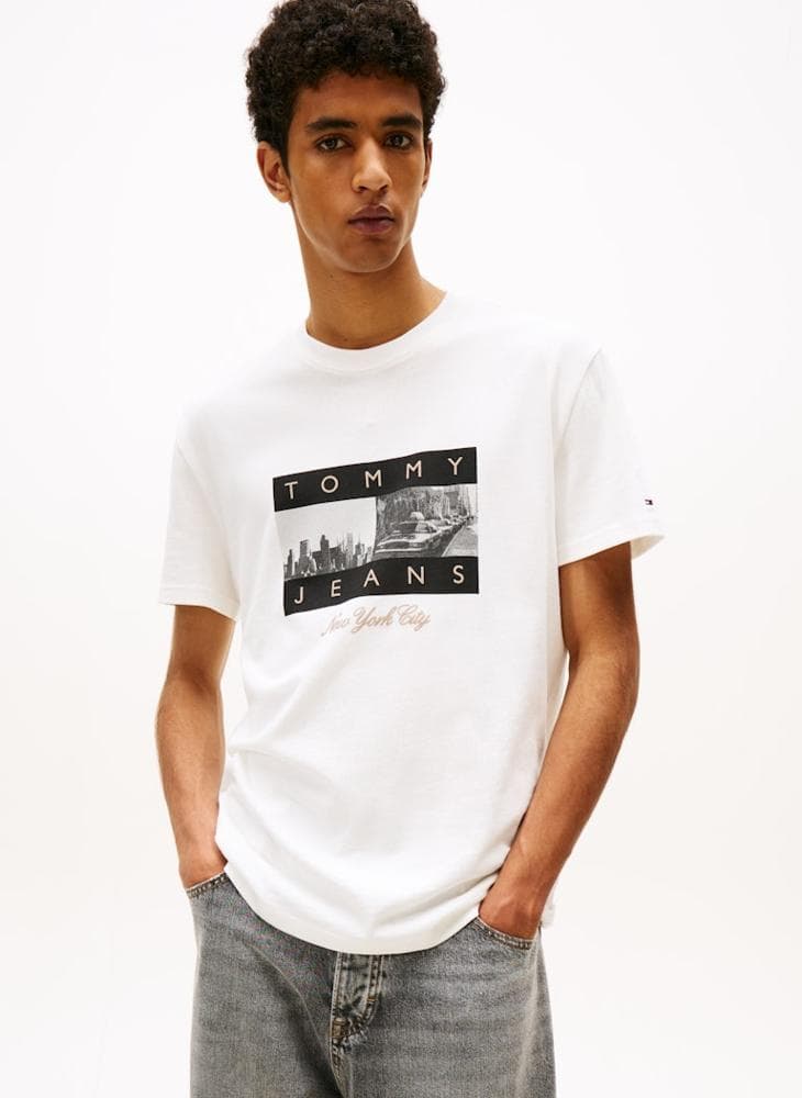 NYC Skyline Photo Print Cotton Jersey T-Shirt - Image 1