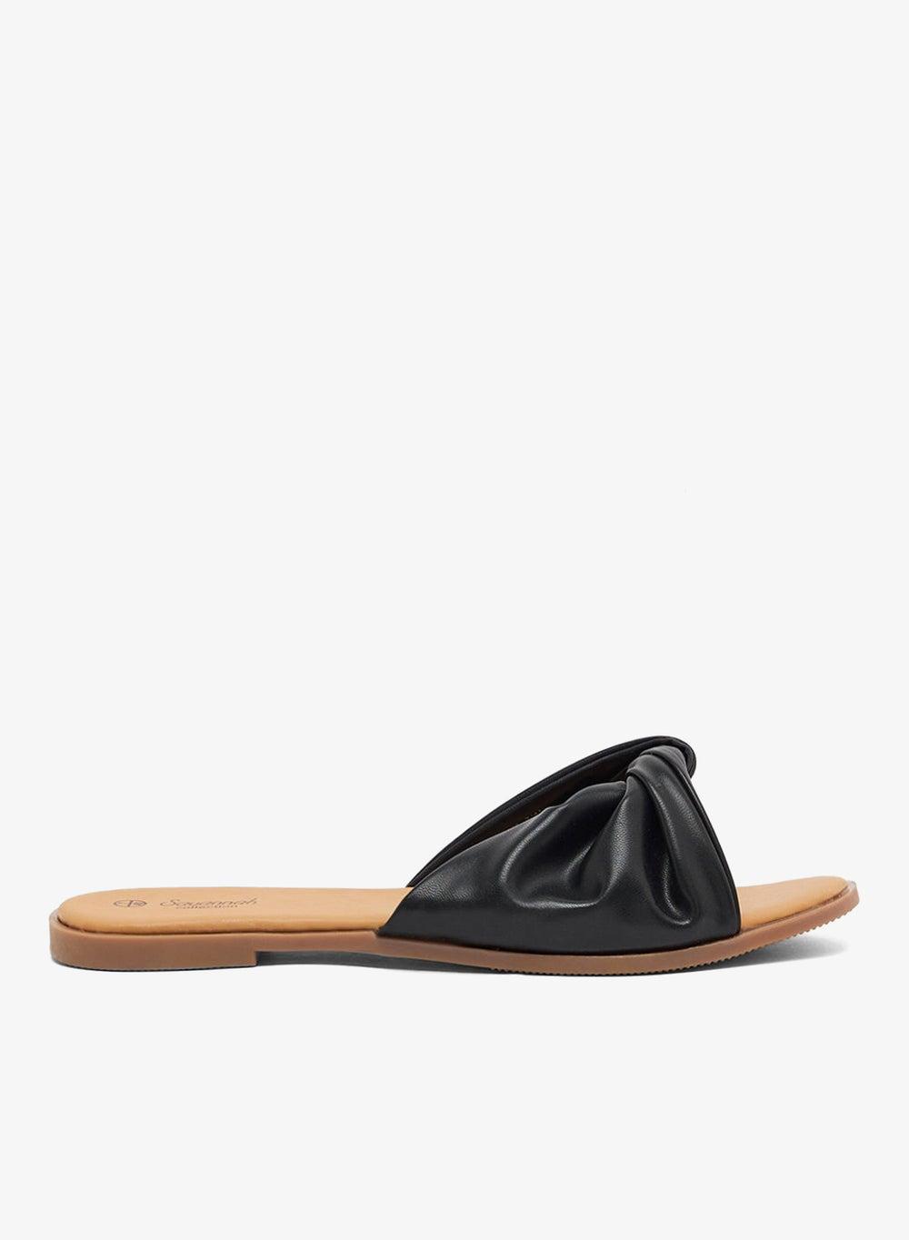 Black Knot Strap Flat Sandal F00205Am1 - Image 1