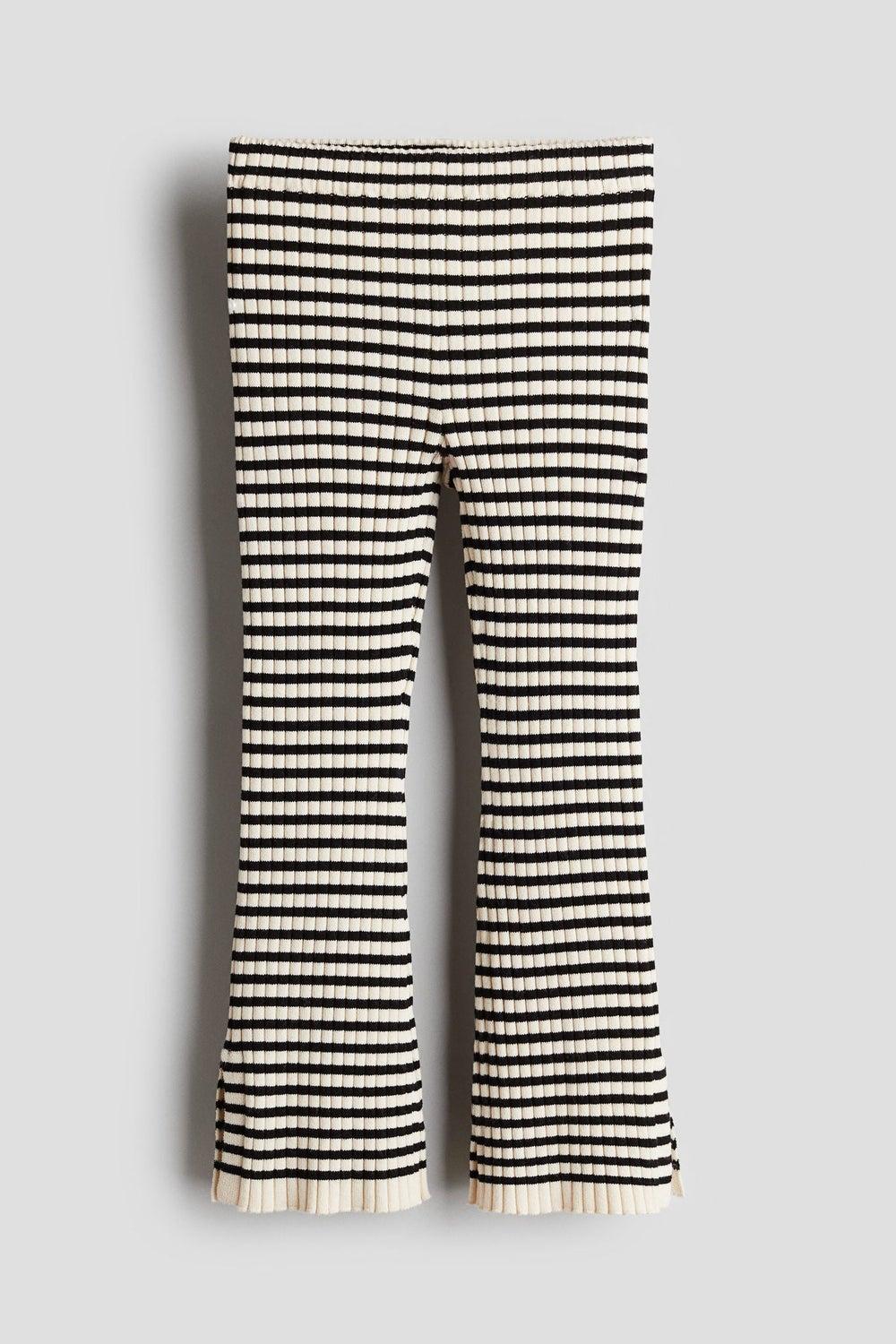 Girls Flared Rib-Knit Trousers in White Dusty Light - Image 1