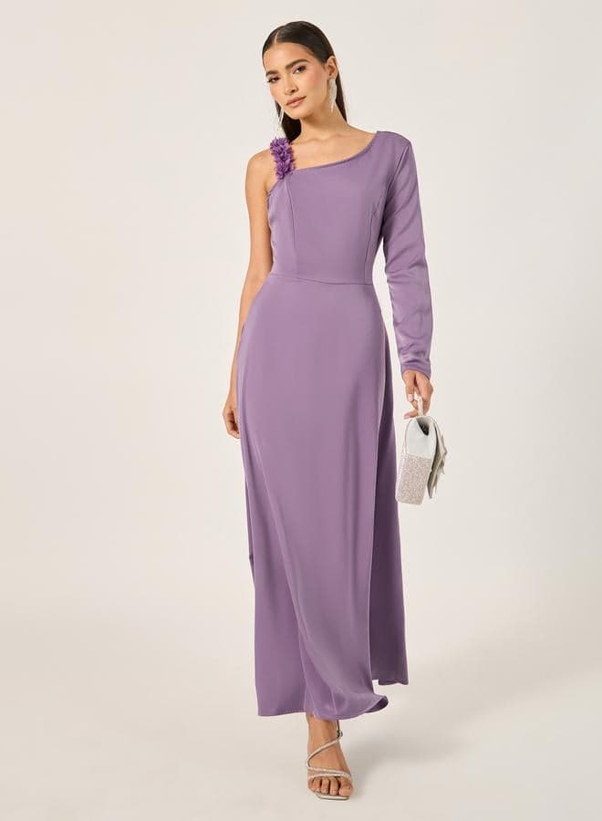 Styli Lilac One-Shoulder A-Line Maxi Dress 7012111116 - Image 1