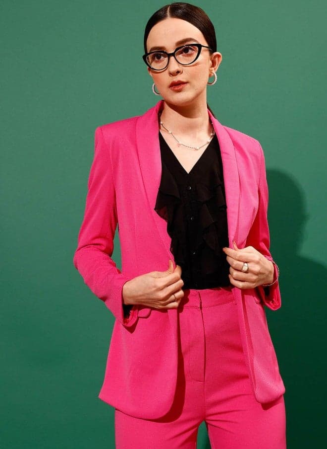 Elegant Pink Slim-Fit Formal Blazer for Women - Image 1