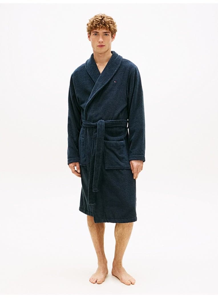 Tommy Hilfiger Cotton Towelling Bathrobe Navy - Image 1