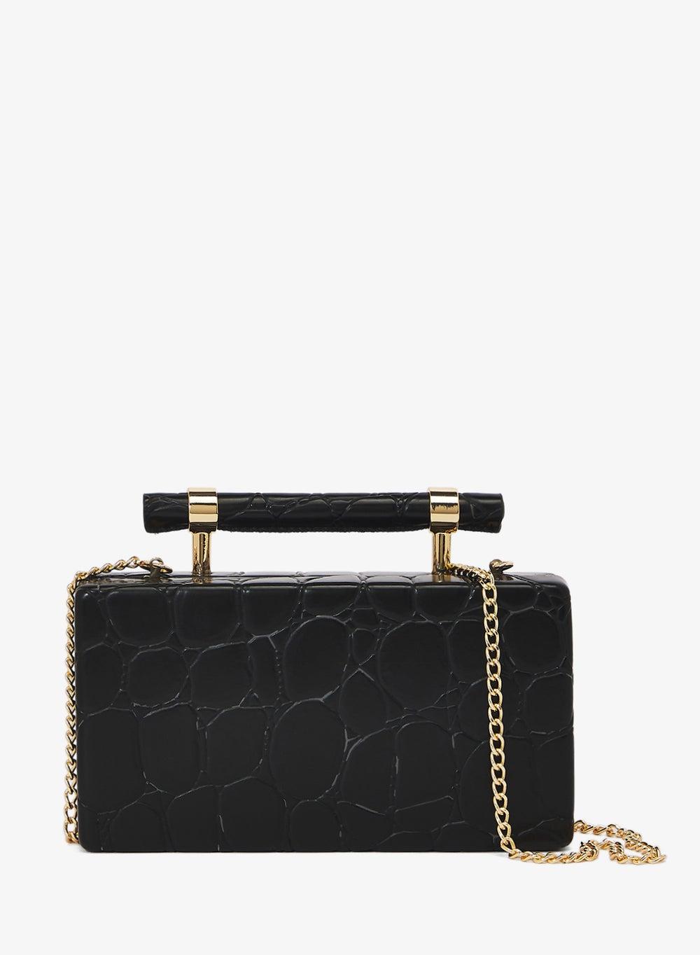 Black Croc Clutch Yx905 with Gold Accent Detail - Image 1