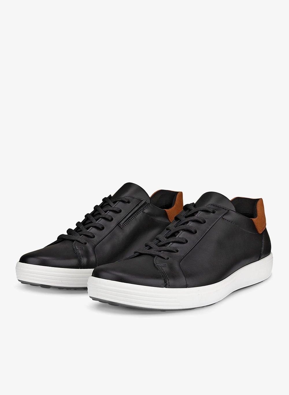 ECCO Soft 7 M Black Leather Slip-On Sneakers - Image 1