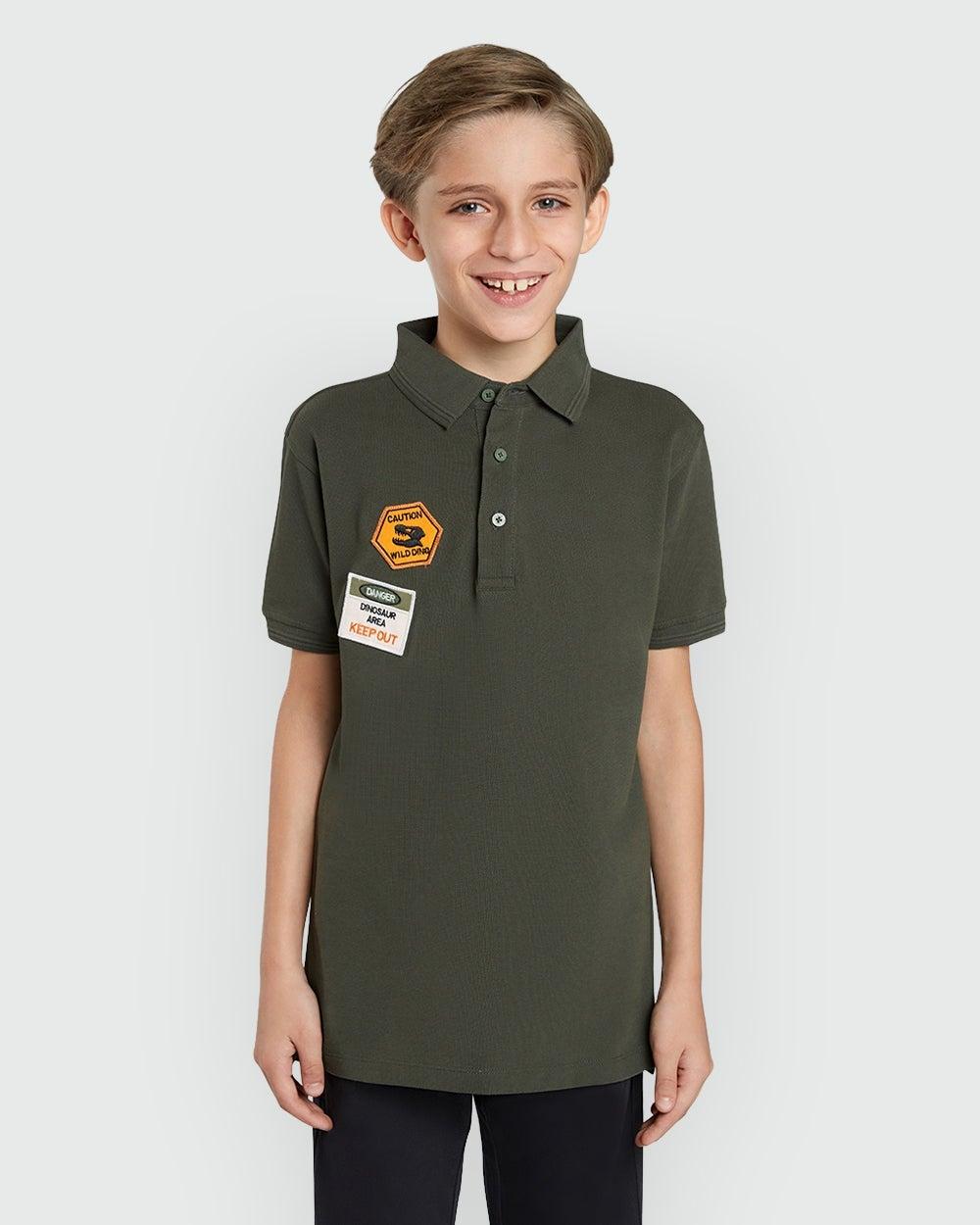 Boys Classic Green Cotton Polo Shirt OVS - Image 1