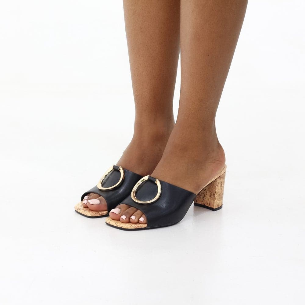 SALT Circle Trim Block Heel Slide 6.5cm - Image 1