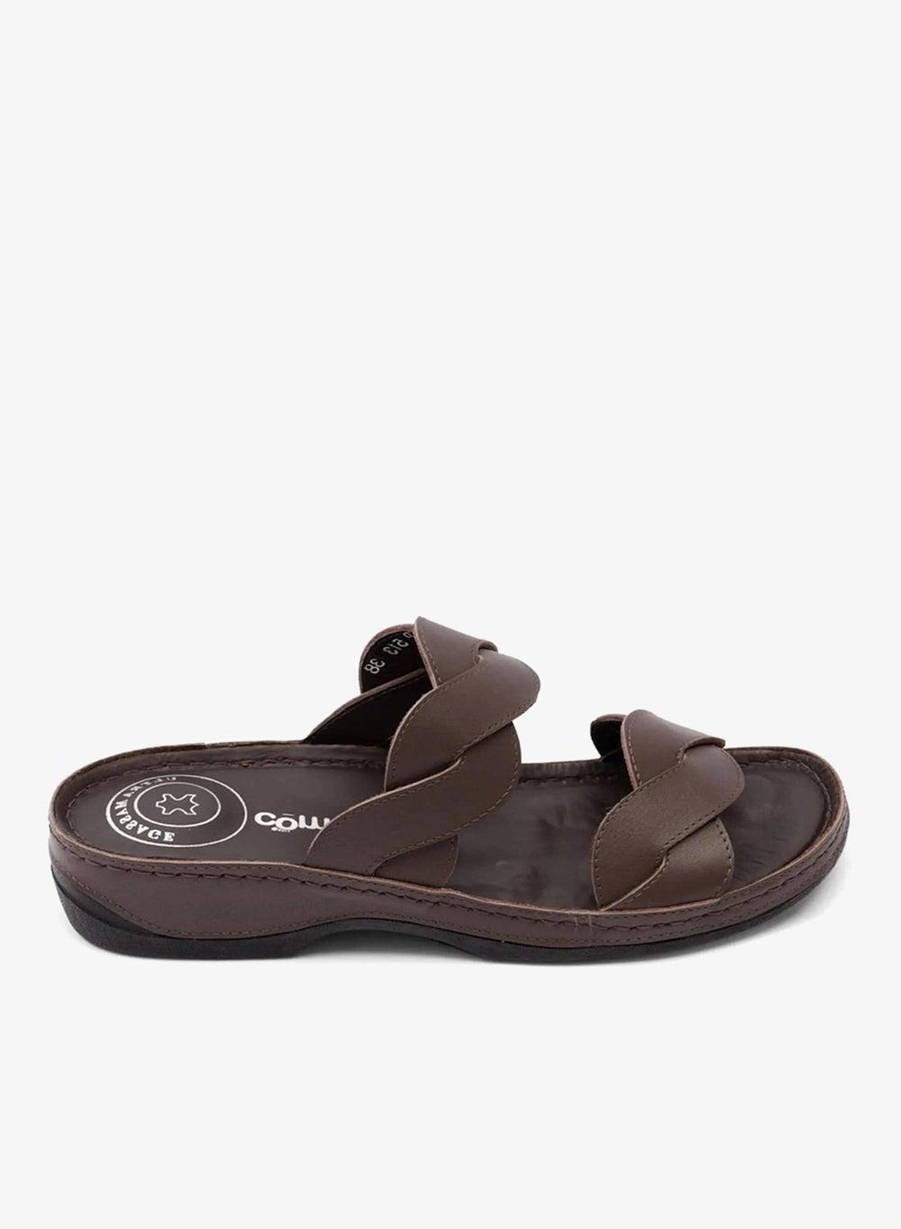 Comfort Plus Matte Leather Brown Women’s Sandals - Image 1