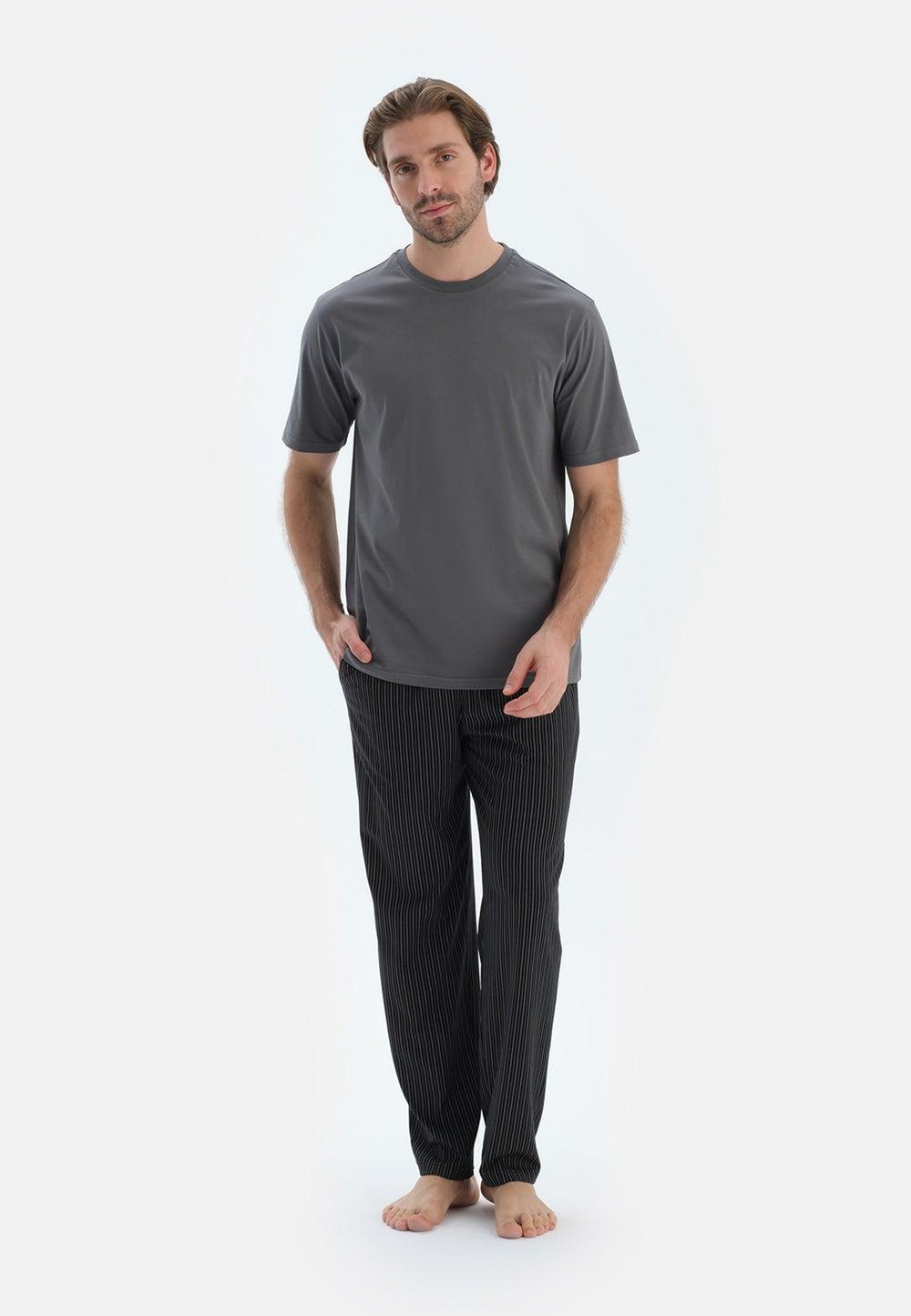 Men’s Striped Cotton Blend Sleep Trousers 25Sm16278Me - Image 1