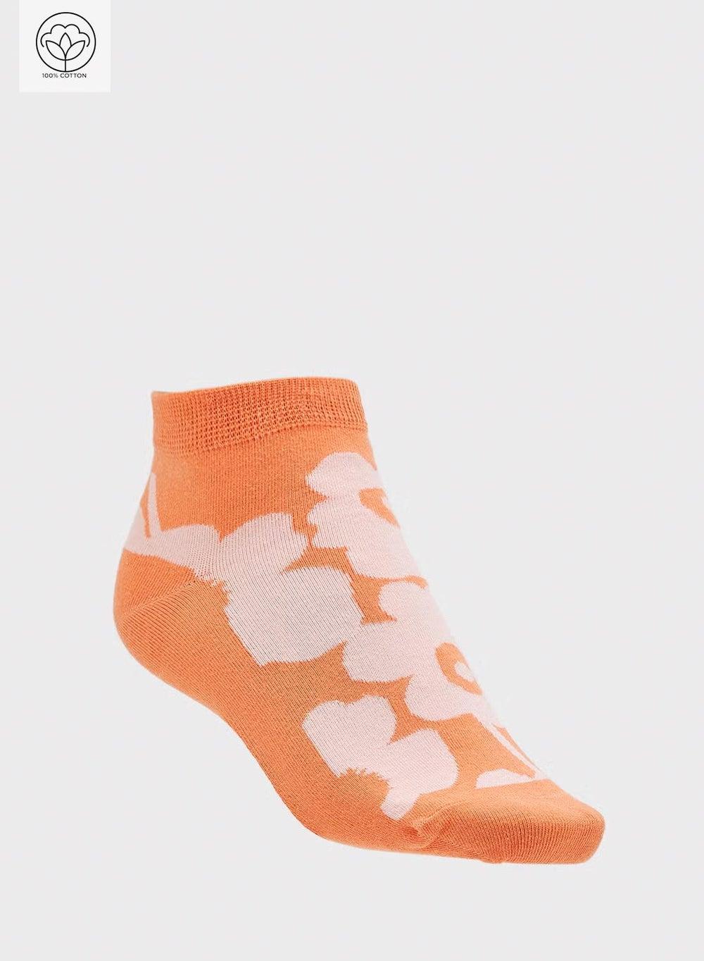 Floral Cotton Ankle Socks Y250525009 Orange - Image 1
