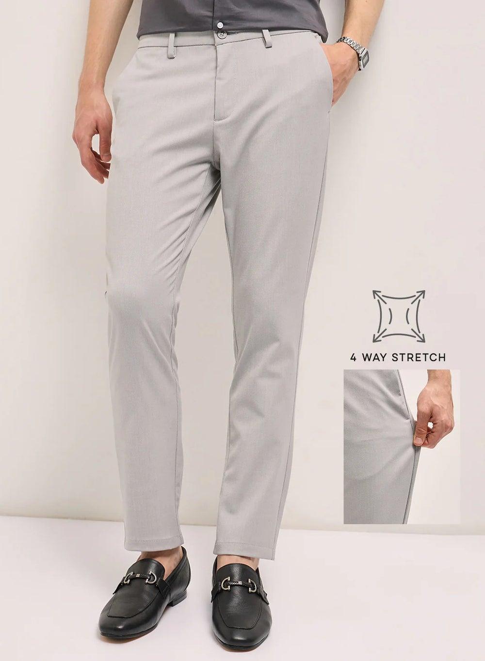 Men’s Slim Fit Light Grey Formal Trousers - Image 1
