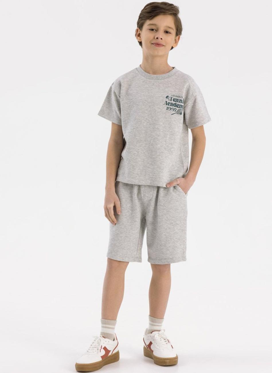 Boys Grey Tennis Print T-Shirt & Shorts Set - Image 1