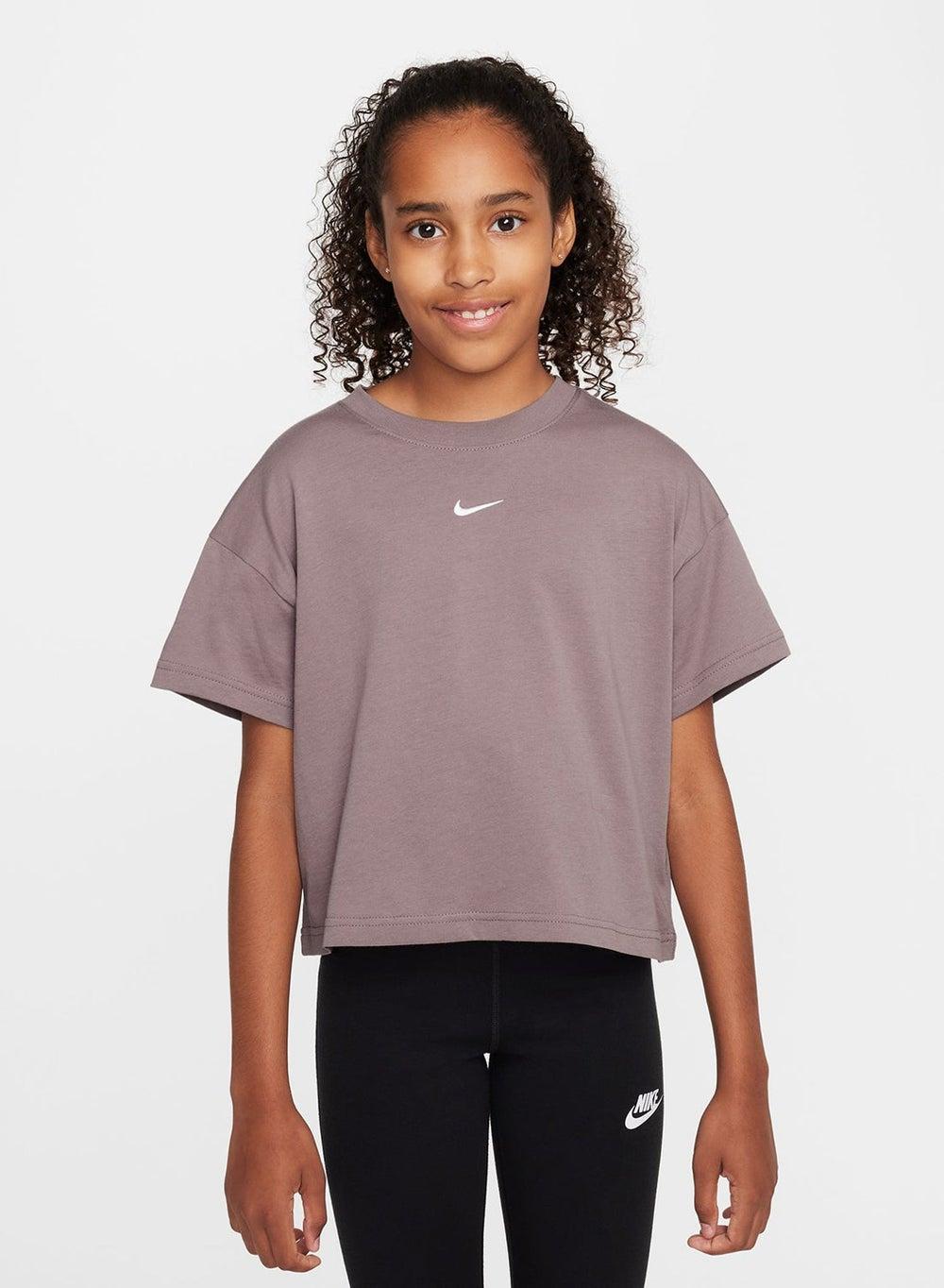 Nike Girls NSW Essential Boxy Tee FZ5559 Taupe Grey - Image 1