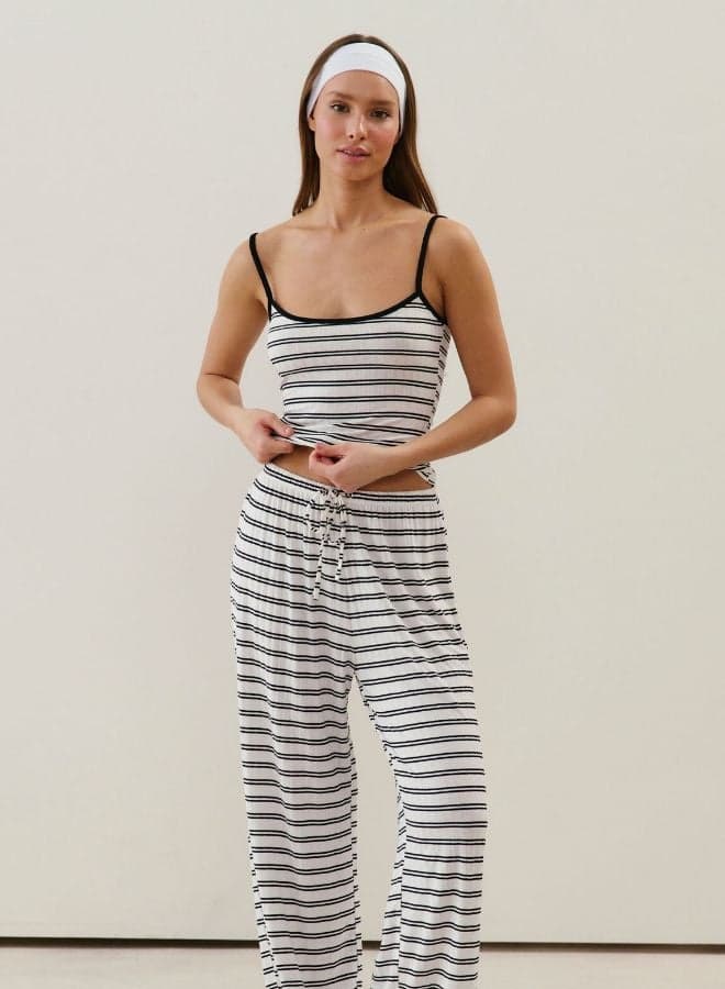655272380 Striped Cotton Blend Pyjama Trousers - Image 1