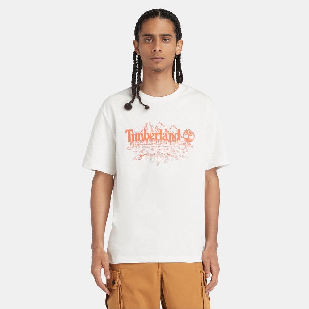 Timberland Organic Cotton Graphic Slub T-Shirt White - Image 1