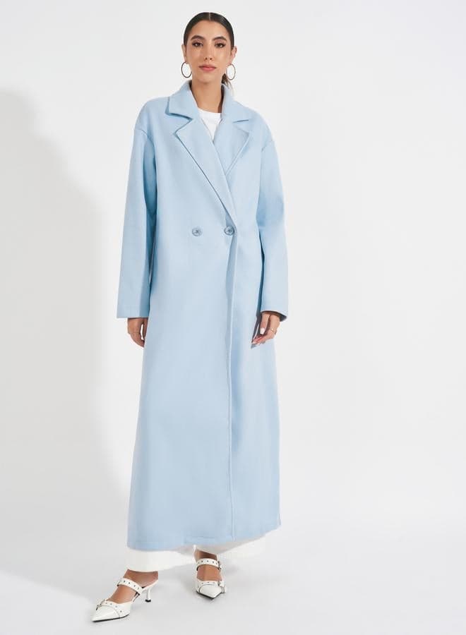 Light Blue Maxi Wool-Like Buttoned Coat 7009288738 - Image 1